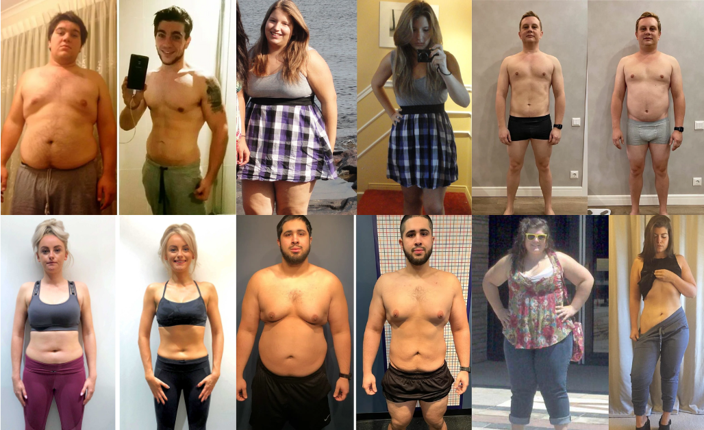 Collage of before and after photos from different users